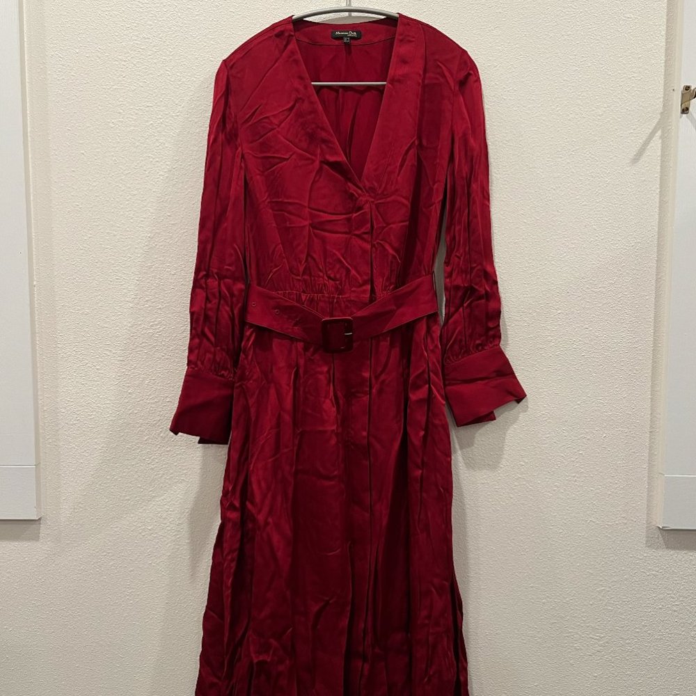 Massimo Dutti Silk Red Maxi Dress